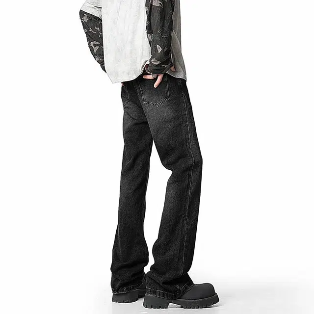 黑恐龙 百搭垂感直筒长裤潮牌舒适牛仔裤 男女同款