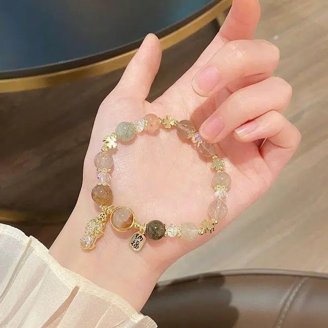 唐述 财源滚滚招财纳福貔貅 超仙甜美轻奢国潮百搭转运有钱花#好运天然 黄水晶 手串 男女同款情侣款