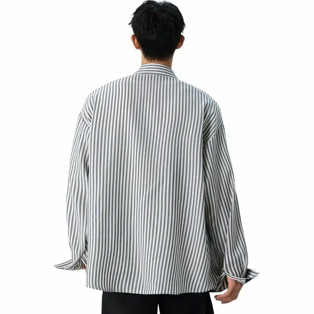 绘承 舒适条纹柔软高级感宽松休闲百搭日常长袖衬衫 男女同款