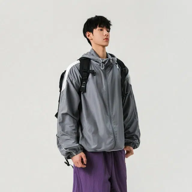 绘承 纯色简约百搭长袖防晒连帽夹克外套 男女同款