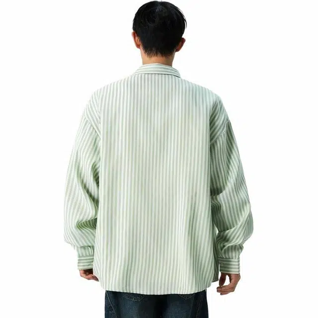 绘承 舒适条纹柔软高级感宽松休闲百搭日常长袖衬衫 男女同款