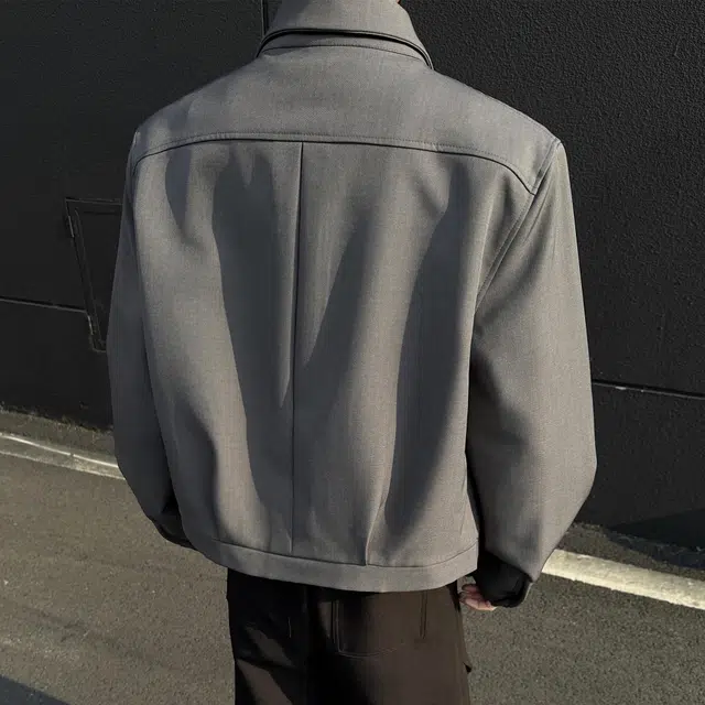 稻草人 简约纯色翻领拉链宽松休闲开衫夹克外套 男女同款 卡其色