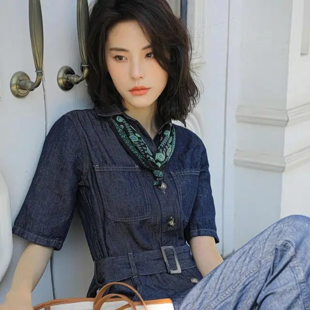 山一丸 法式复古腰果花小菱形巾发带 丝巾 女款