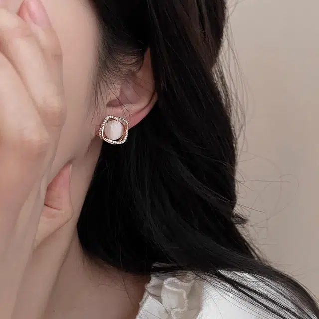 韵系 法式简约高级感锆石 铜镀金 耳钉 女款