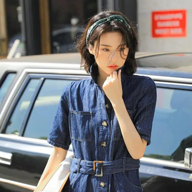 山一丸 法式复古腰果花小菱形巾发带 丝巾 女款
