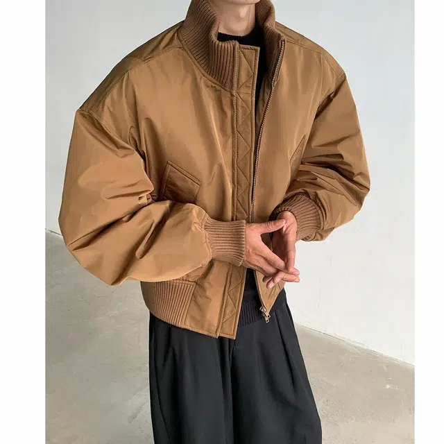 宾力克 美式复古基础款纯色短款长袖夹克外套 男女同款