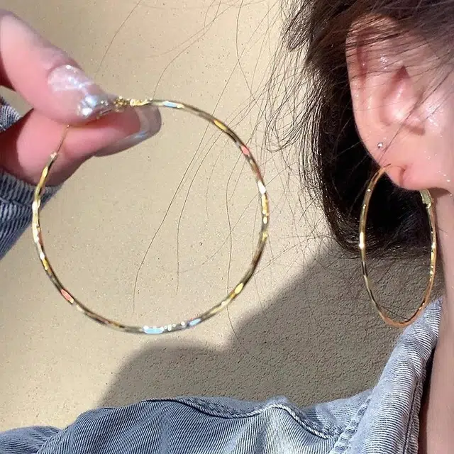 韵系 欧美风金属素圈 铜镀金 耳环 女款