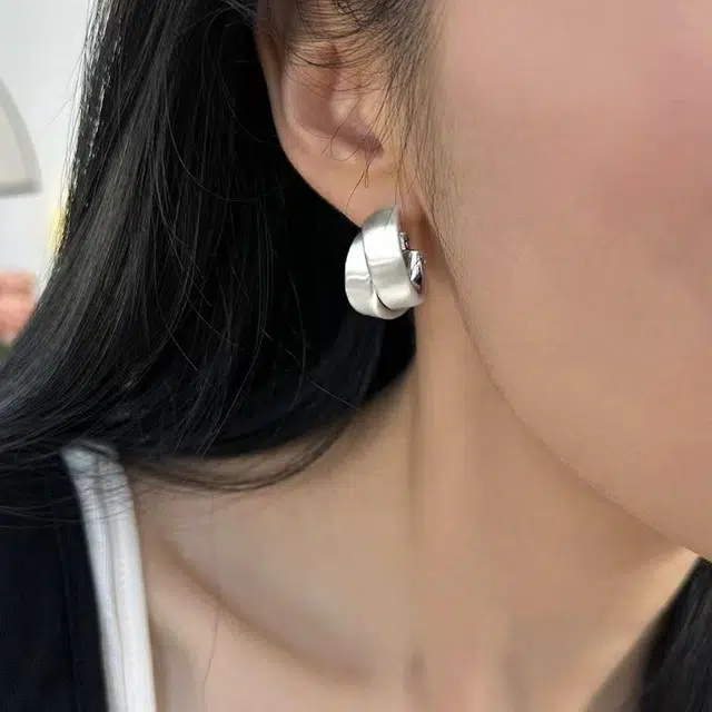 韵系 复古拉丝金属交叉圆环 铜镀金 耳环 女款