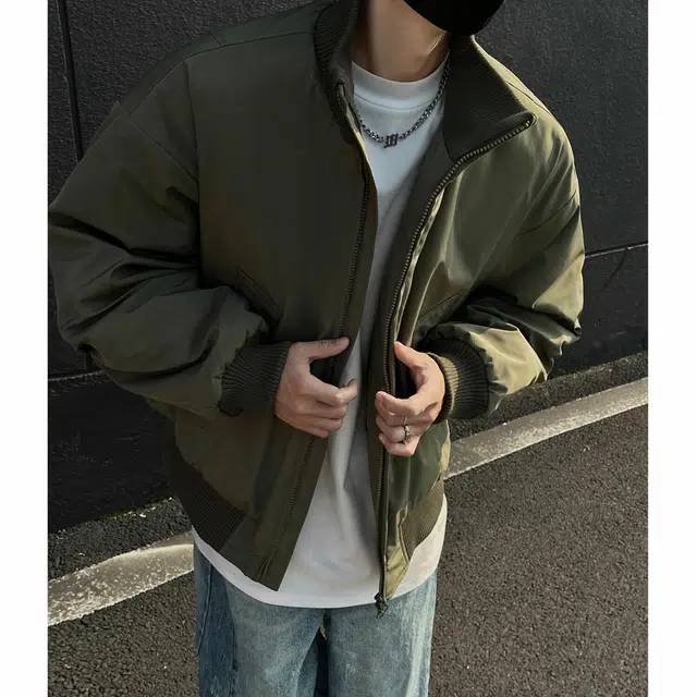 宾力克 美式复古基础款纯色短款长袖夹克外套 男女同款