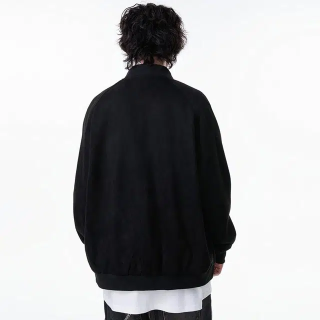 雅鹿 美式复古高街校园风麂皮绒棒球领手写体休闲舒适百搭旅游通勤防风飞行员教练宽松夹克 男女同款 黑色