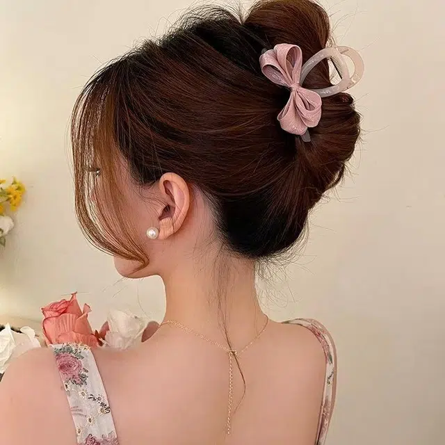 如花梦 手工蝴蝶结气质优雅抓夹 亚克力 高级感鲨鱼夹子头饰盘发中号发夹后脑勺 女款
