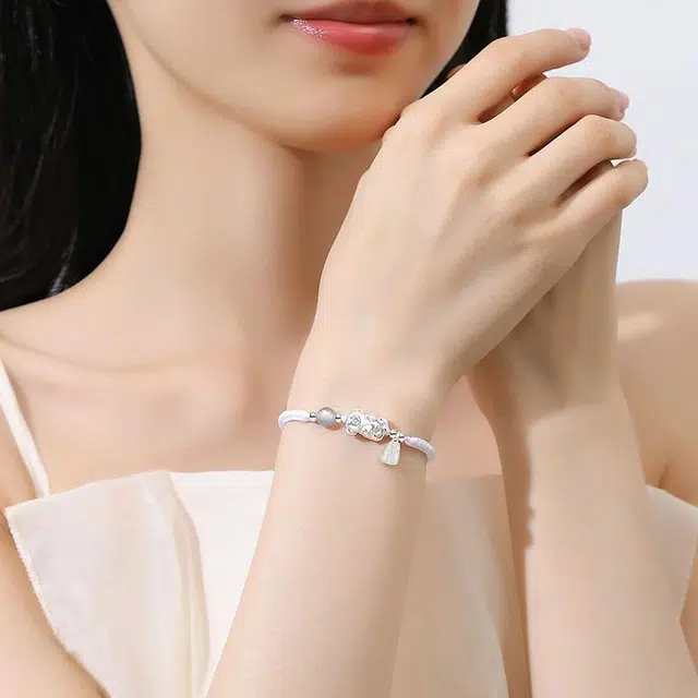 周纪福 招财貔貅手工编织 国风小众转运珠#好运 足银 手链 男女同款情侣款