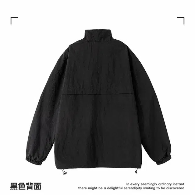 雅鹿 男春季肌理微皱半拉链情侣宽松夹克外套 男女同款