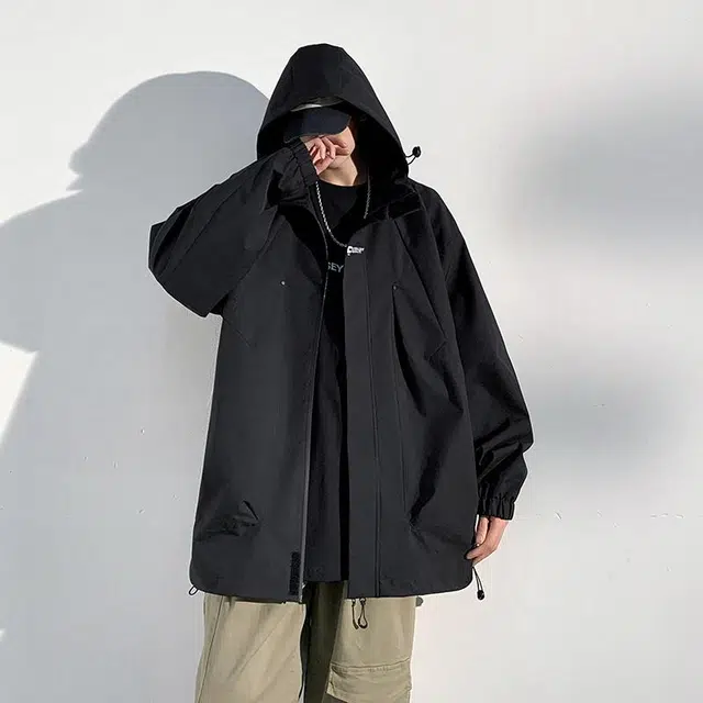 【dme】 美式复古连帽多口袋设计防风防水宽松夹克外套 男女同款