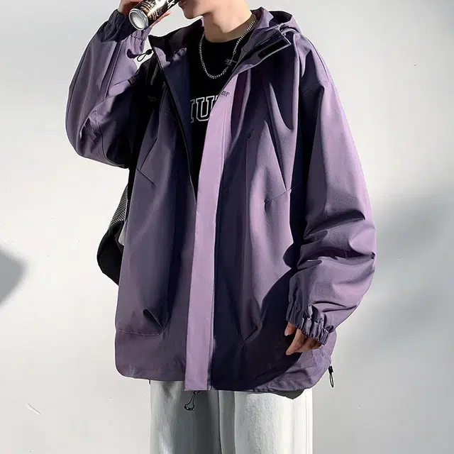 【dme】 美式复古连帽多口袋设计防风防水宽松夹克外套 男女同款