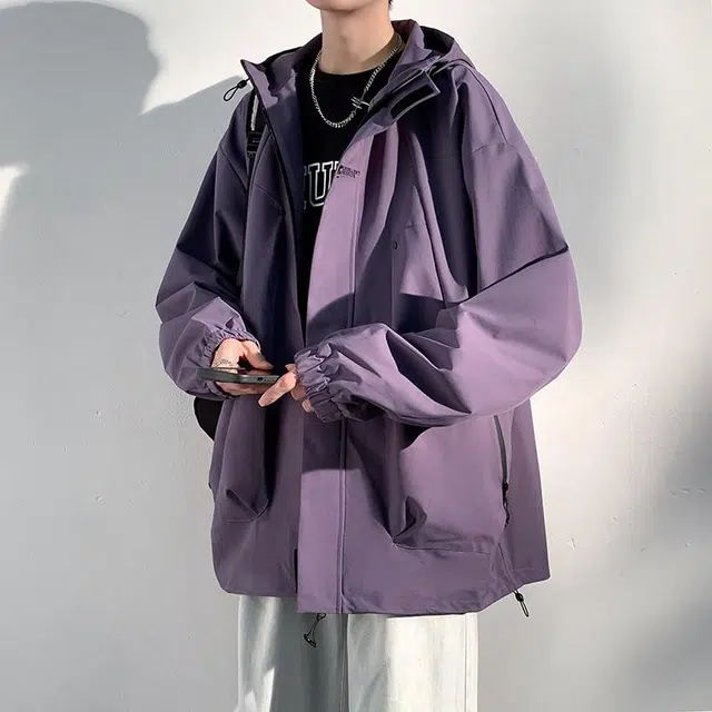 【dme】 美式复古连帽多口袋设计防风防水宽松夹克外套 男女同款