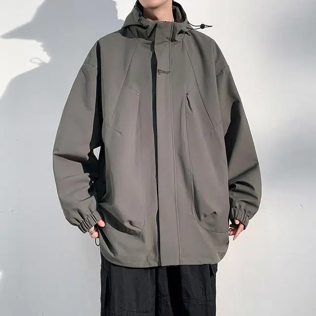 【dme】 美式复古连帽多口袋设计防风防水宽松夹克外套 男女同款