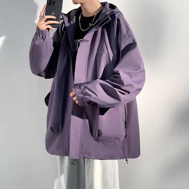 【dme】 美式复古连帽多口袋设计防风防水宽松夹克外套 男女同款