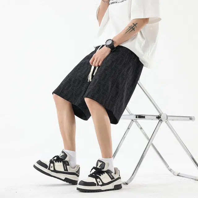 佐菲利 扎染编织纹理美式复古宽松透气潮牌休闲短裤 男女同款