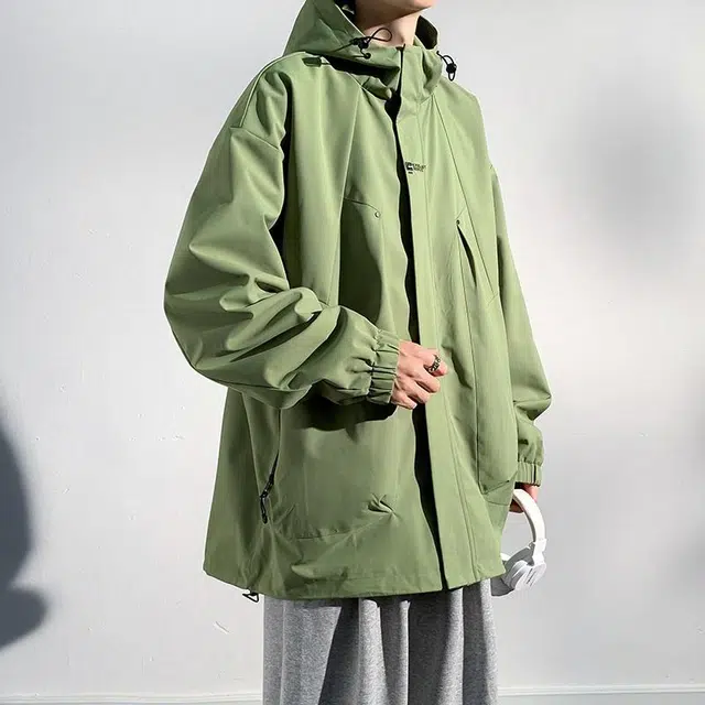 【dme】 美式复古连帽多口袋设计防风防水宽松夹克外套 男女同款