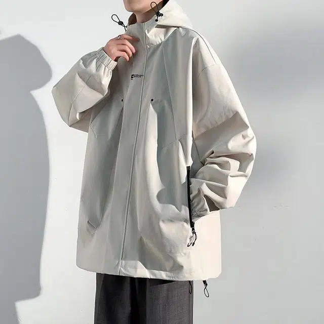 【dme】 美式复古连帽多口袋设计防风防水宽松夹克外套 男女同款