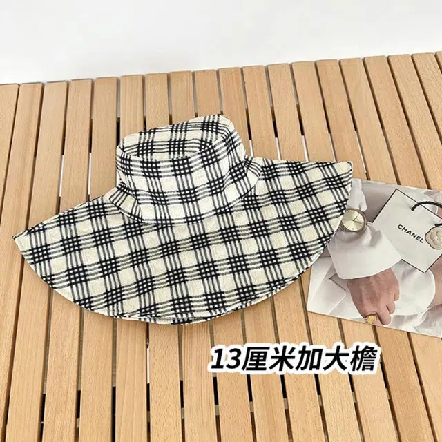优莲茵 潮流百搭露思大檐格子夏季薄款透气户外 复古格纹气质款遮阳帽 出游旅行轻便 涤纶 渔夫帽 男女同款情侣款