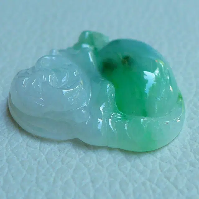 芳翠缘 好运礼正品老坑天水润飘绿弥勒佛玉石佛公 糯种 吊坠 男女同款情侣款