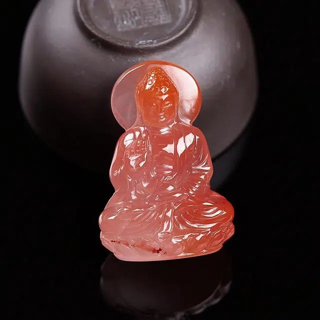 执福 胶质感极强凉山九口冰飘红 佛祖#好运 南红 吊坠 男女同款情侣款