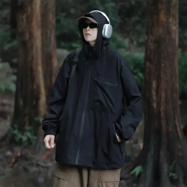 纳趣 山系户外单冲运动宽松百搭休闲连帽夹克外套 男女同款
