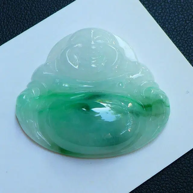 芳翠缘 好运礼正品老坑天水润飘绿弥勒佛玉石佛公 糯种 吊坠 男女同款情侣款