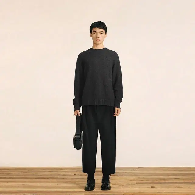 速写 直筒宽松日常九分休闲裤 男款 本黑