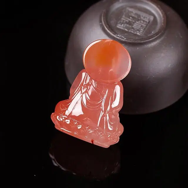 执福 胶质感极强凉山九口冰飘红 佛祖#好运 南红 吊坠 男女同款情侣款