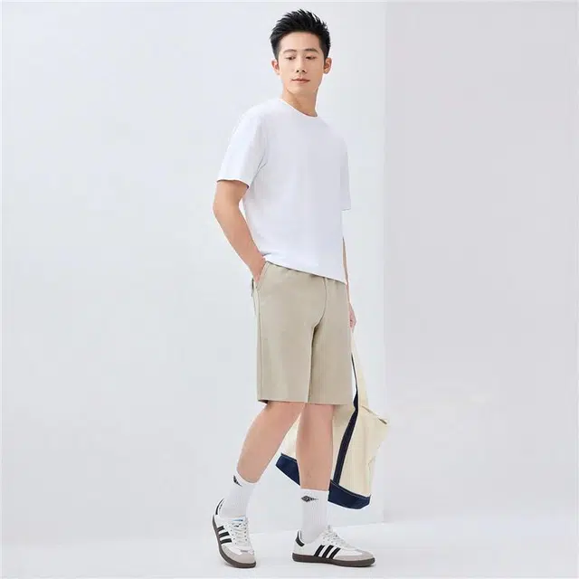 佐丹奴 简约纯色松紧腰休闲短裤 男款