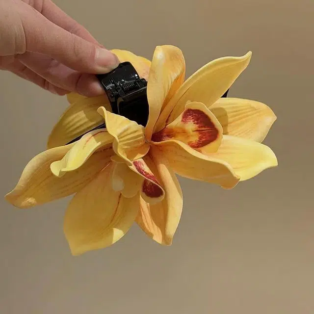 彤彤兔 早春氛围感蕙兰花朵抓夹海边度假风发卡拍照发饰 树脂 发夹 女款