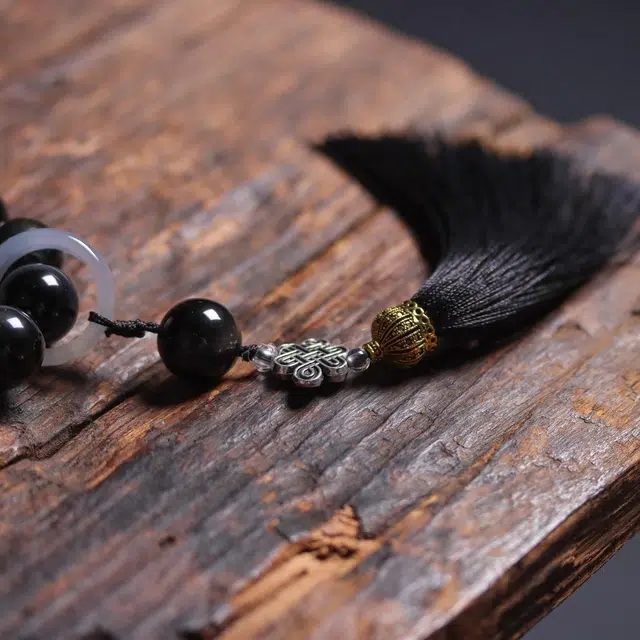 芳缘小傅 国风文玩佛珠手持珠转运珠 时来运转平安吉祥#好运 黑曜石 玉石手串 男女同款情侣款
