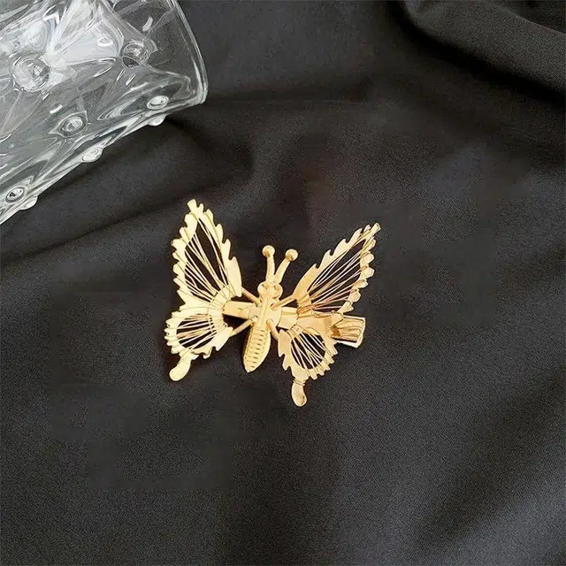 如花梦 古装蝴蝶颤枝日常发饰韩式边夹汉服森系头饰弹簧 合金 发夹 女款
