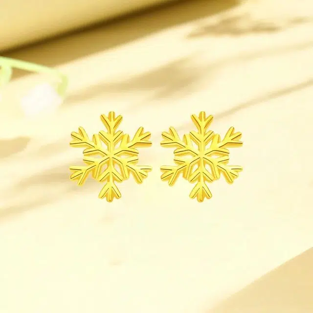 老凤祥 飘然雪花 精致轻奢高级感 小众百搭设计温柔时尚首饰 极简百搭优雅高贵显气质#好运 足金 按克计价 黄金耳钉 女款