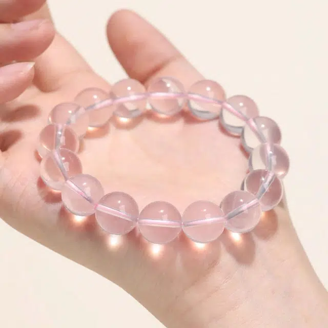 谧月珠宝 浪漫甜蜜桃花 新中式国潮甜美可爱小清新收藏级星光粉好运天然 粉水晶 手串 男女同款情侣款