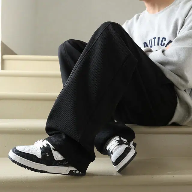 快鱼 美式高街简约运动基础款垂感纯色休闲裤 男女同款