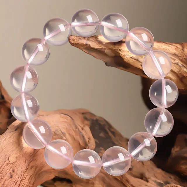 谧月珠宝 浪漫甜蜜桃花 新中式国潮甜美可爱小清新收藏级星光粉好运天然 粉水晶 手串 男女同款情侣款