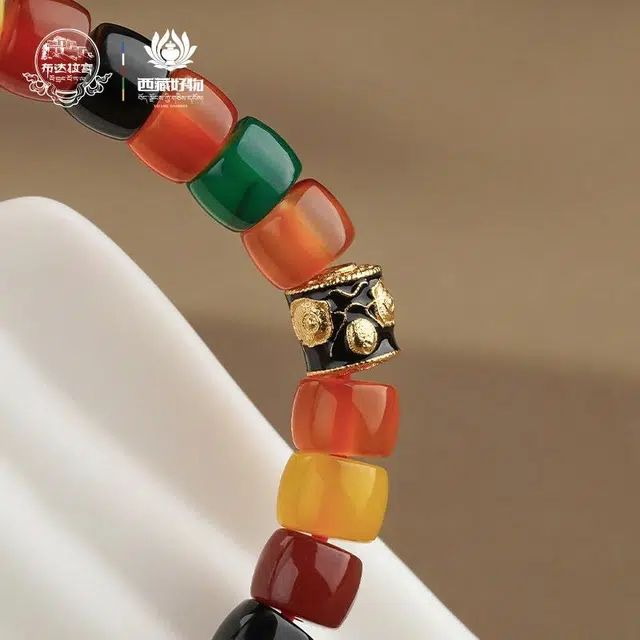 布达拉宫 多巴胺糖果色桶珠简约百搭单圈#好运彩色 玛瑙 玉石手串 男女同款情侣款