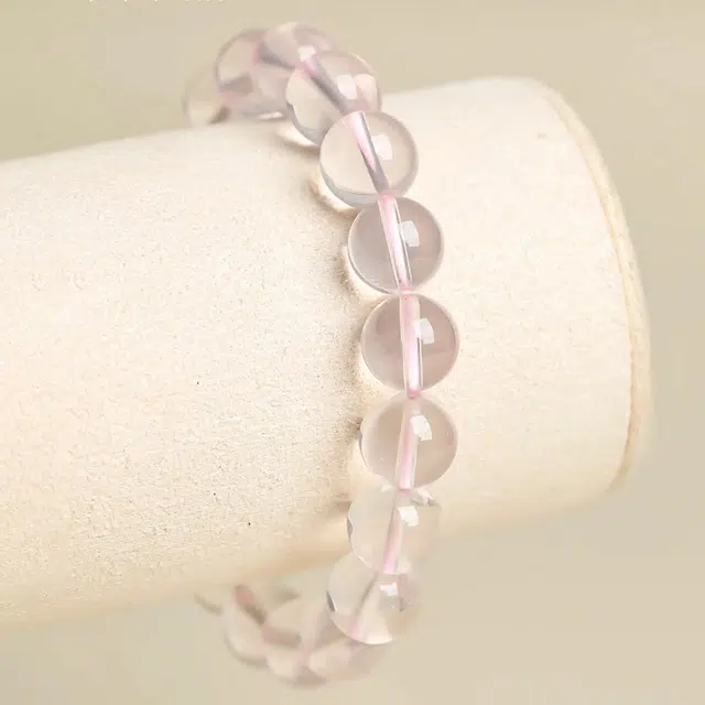 谧月珠宝 浪漫甜蜜桃花 新中式国潮甜美可爱小清新收藏级星光粉好运天然 粉水晶 手串 男女同款情侣款
