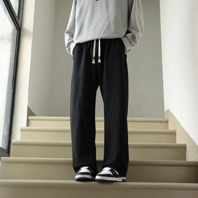 快鱼 美式高街简约运动基础款垂感纯色休闲裤 男女同款