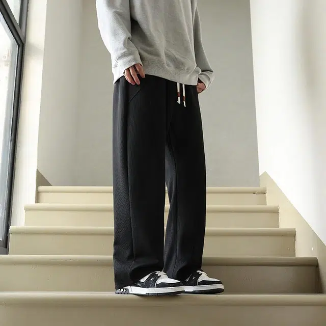快鱼 美式高街简约运动基础款垂感纯色休闲裤 男女同款