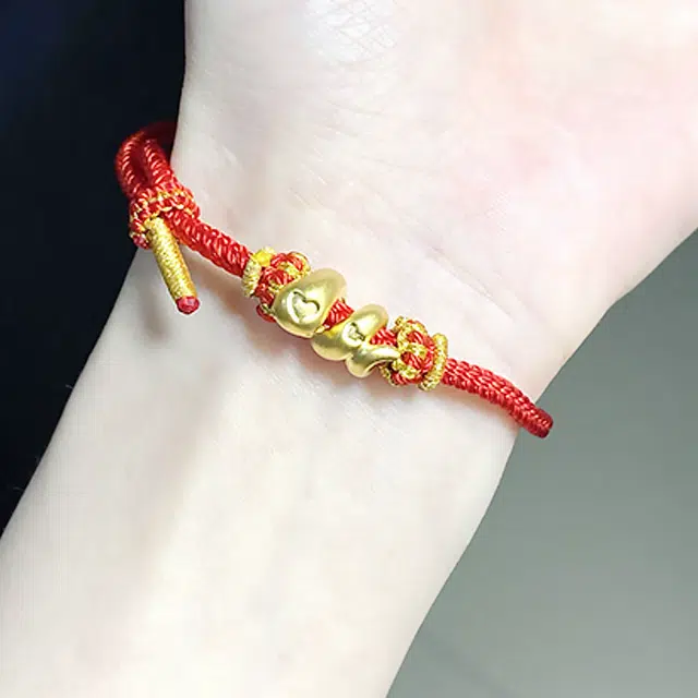 正大福 可爱卷卷蛇 新中式国潮平安顺遂招财纳福小众设计百搭精致轻奢高级感#好运 足金 一口价 黄金手链 男女同款情侣款