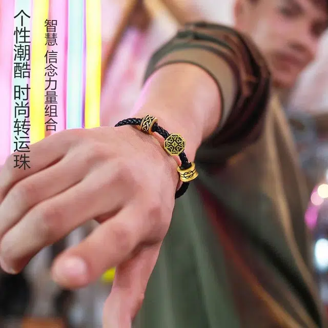 雅生珠宝 寻潮守护刺青转运#好运 足金 按克计价 黄金手链 男款