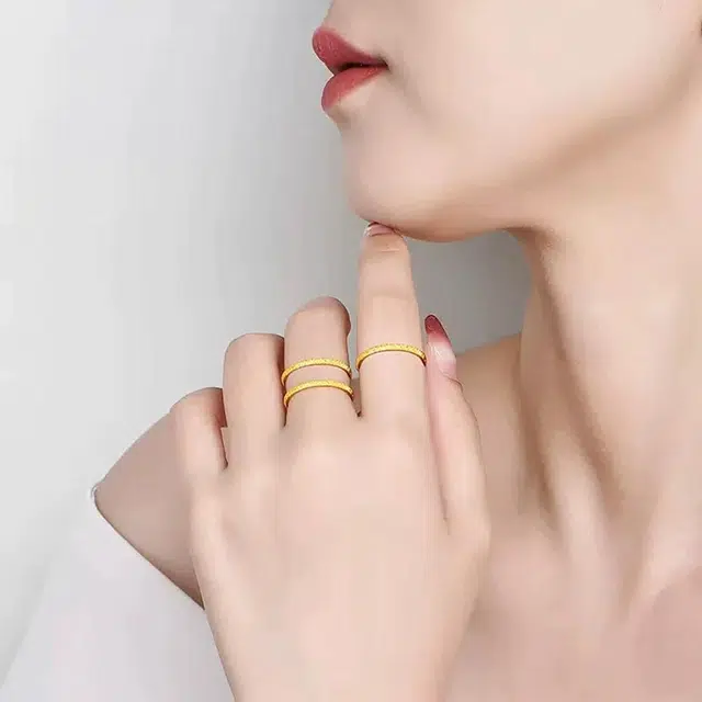 爱恋珠宝 满天星辰 告白清新甜美 甜蜜示爱百搭显白 韩式高级设计感 好运 足金 一口价 黄金戒指 男女同款情侣款