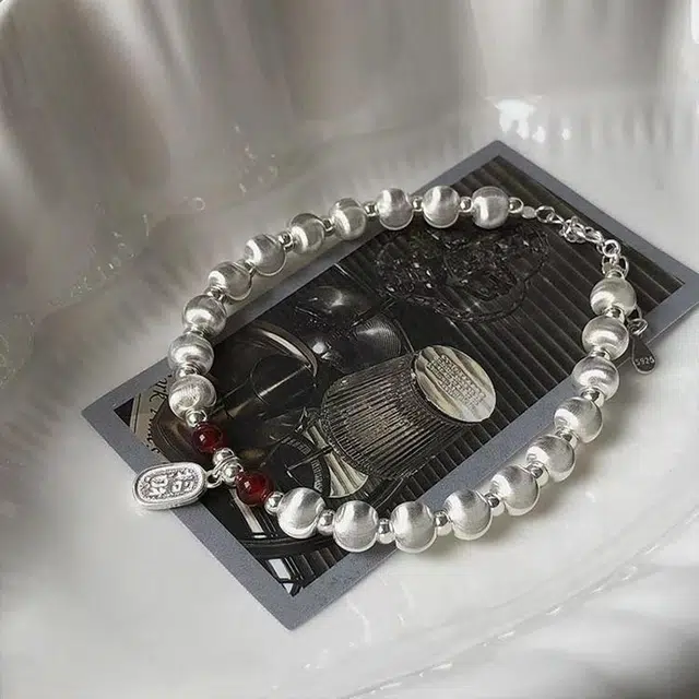 蒂尼诗 风百搭拉丝转运好运招财纳福车花珠 玛瑙 玉石手链 男女同款情侣款