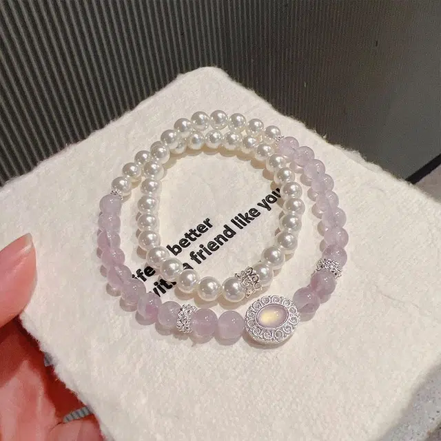 金师傅 紫玉双圈 清透双圈双层叠戴 温柔小清新小众高级设计感时尚百搭 #好运天然 紫水晶 手串 男女同款情侣款