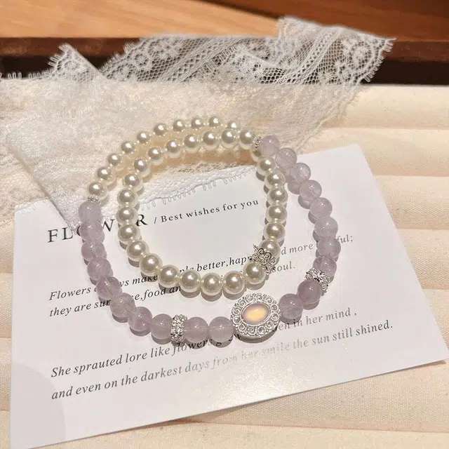 金师傅 紫玉双圈 清透双圈双层叠戴 温柔小清新小众高级设计感时尚百搭 #好运天然 紫水晶 手串 男女同款情侣款
